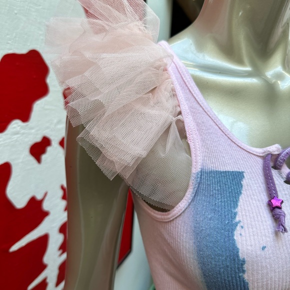 BLONDIE inspired 80s singer distressed rocking ribbed graffiti soft tank top S - Picture 10 of 17